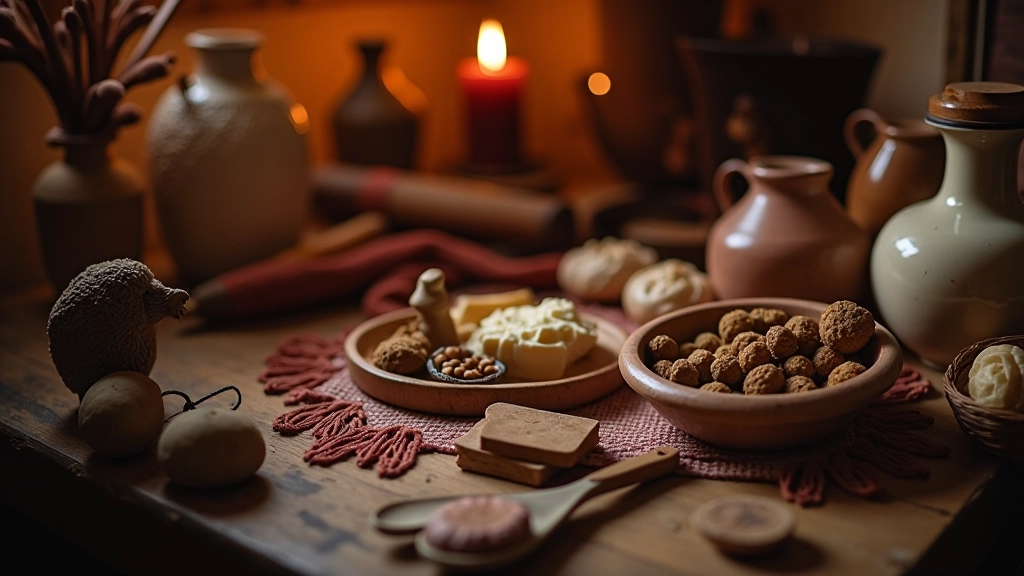 Senie Latvijas tradicionālie rituāli, ilgas un artefakti, mājīgs interjers ar etniskajiem ornamentiem